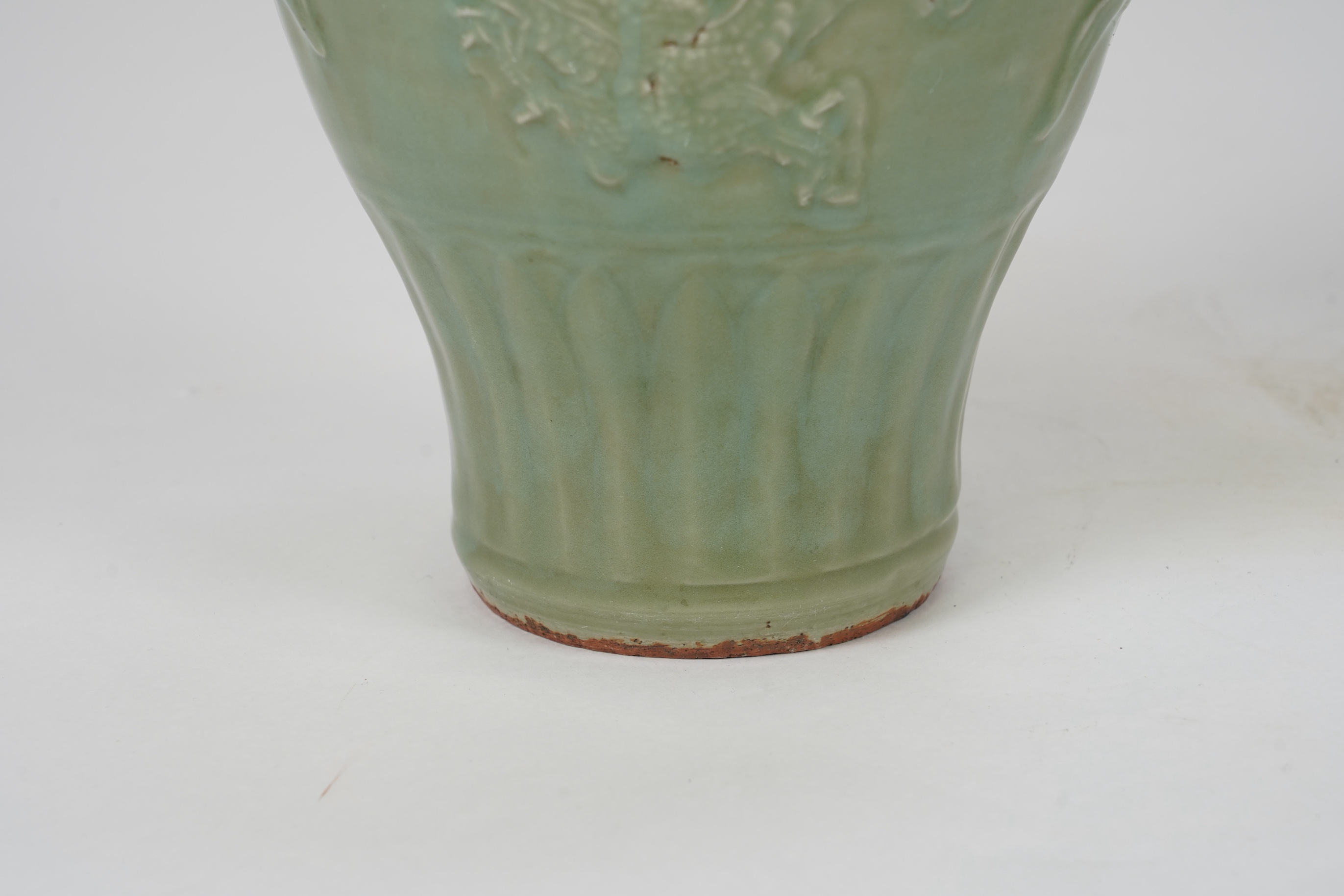 A Chinese Longquan style celadon vase